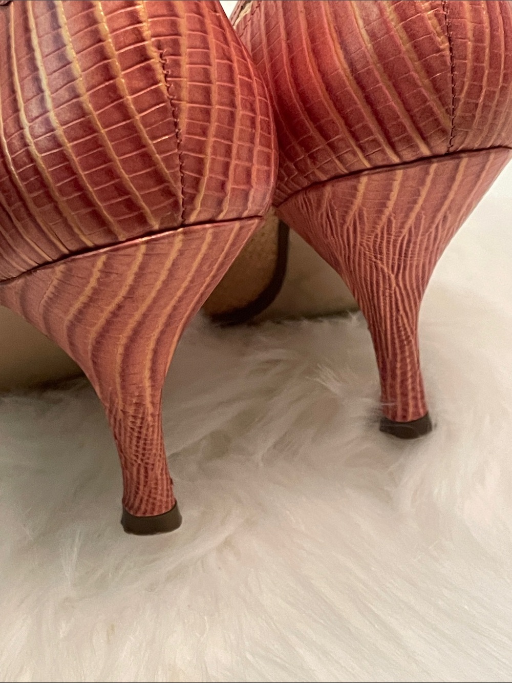 Nine West Metallic Coral and Natural Woven Pointed Kitten Heels 7 - Picture 3 of 8